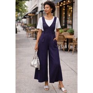 Anthropologie Wide-Leg Dungaree Jumpsuit | Purple Overalls Boho Utility Chic 6
